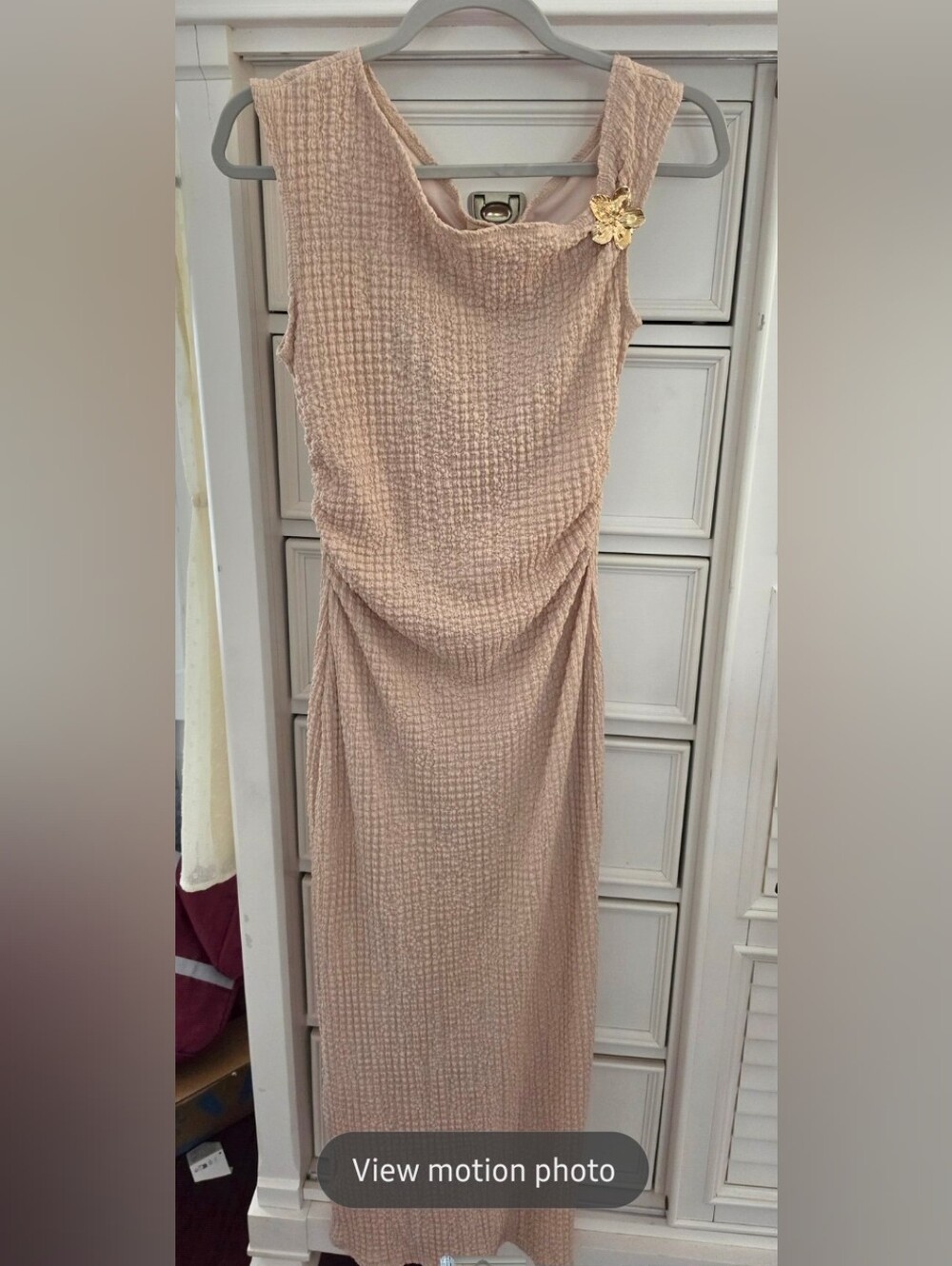 See You Monday Blush Pink Maxi Dress with Ruched Bodice Nwot